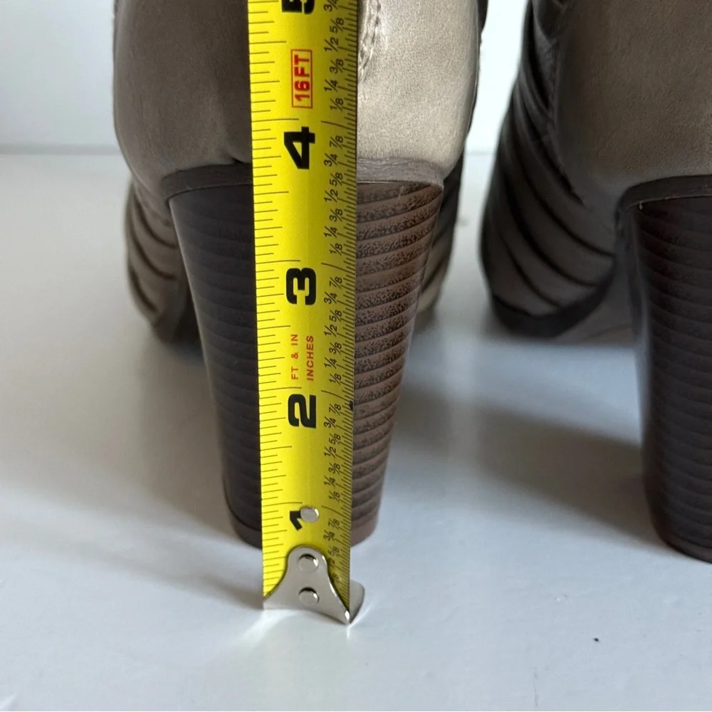 JC Grey Women's Strappy Heeled Ankle Boots Block Heel - Taupe Size 10 - Picture 10 of 13